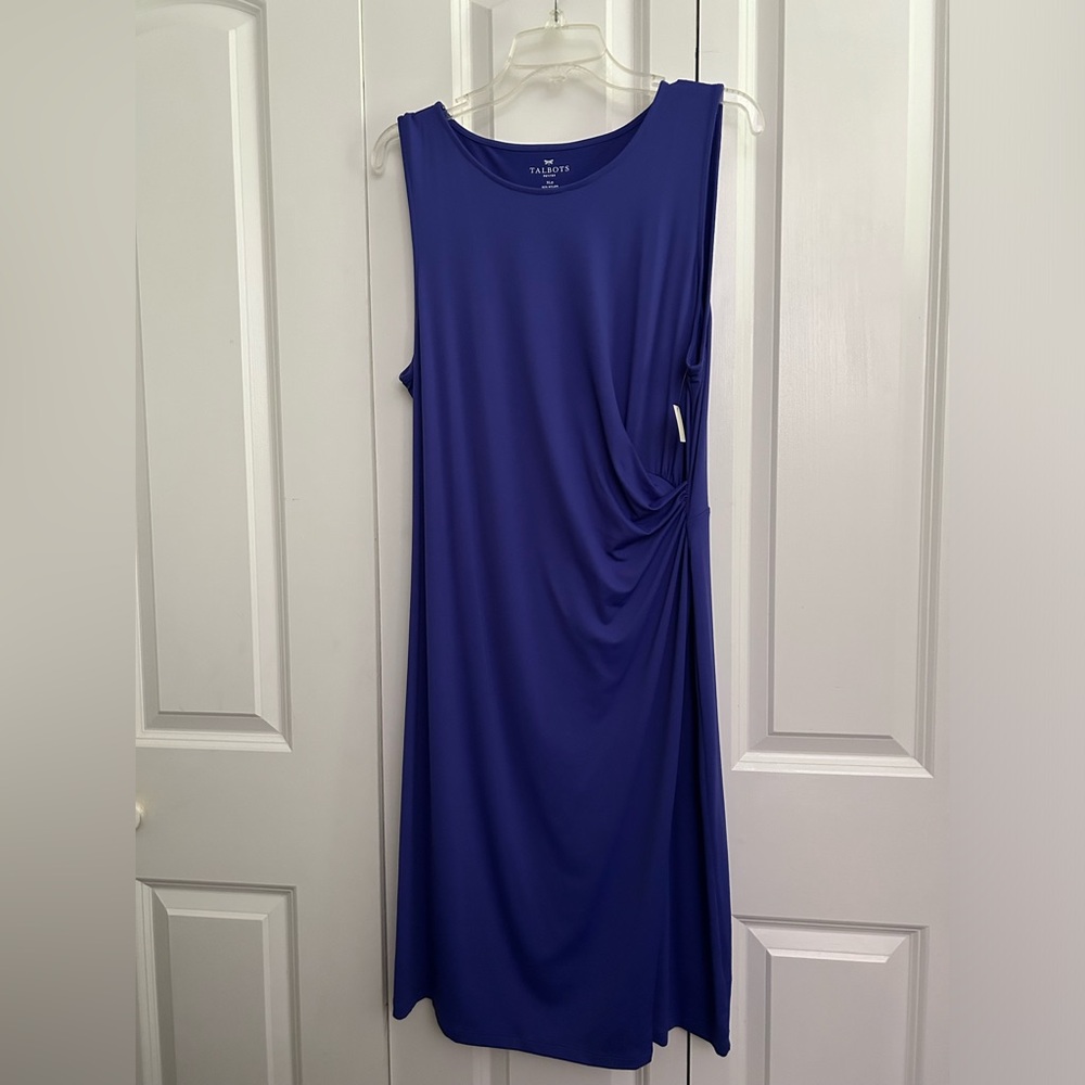 Talbots  Women's Royal Blue Faux Wrap Ruched  Jersey Shift Dress  Pepites XLP